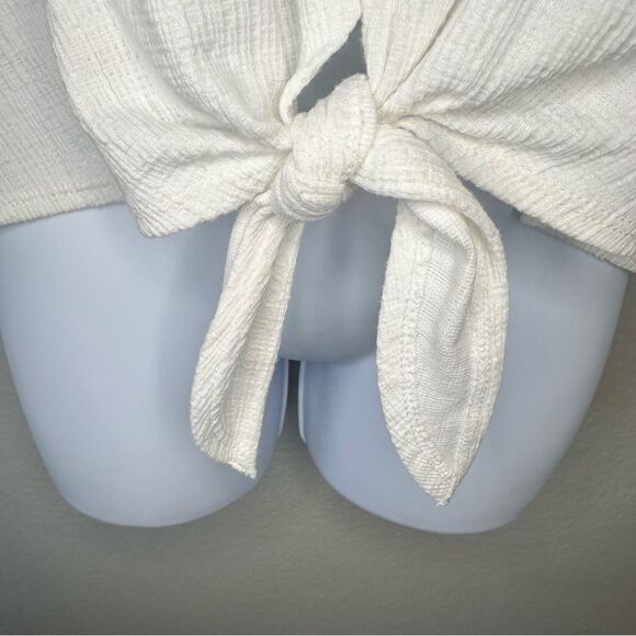 J. Crew Factory Textured V-neck tie-front shirt - Picture 3 of 7